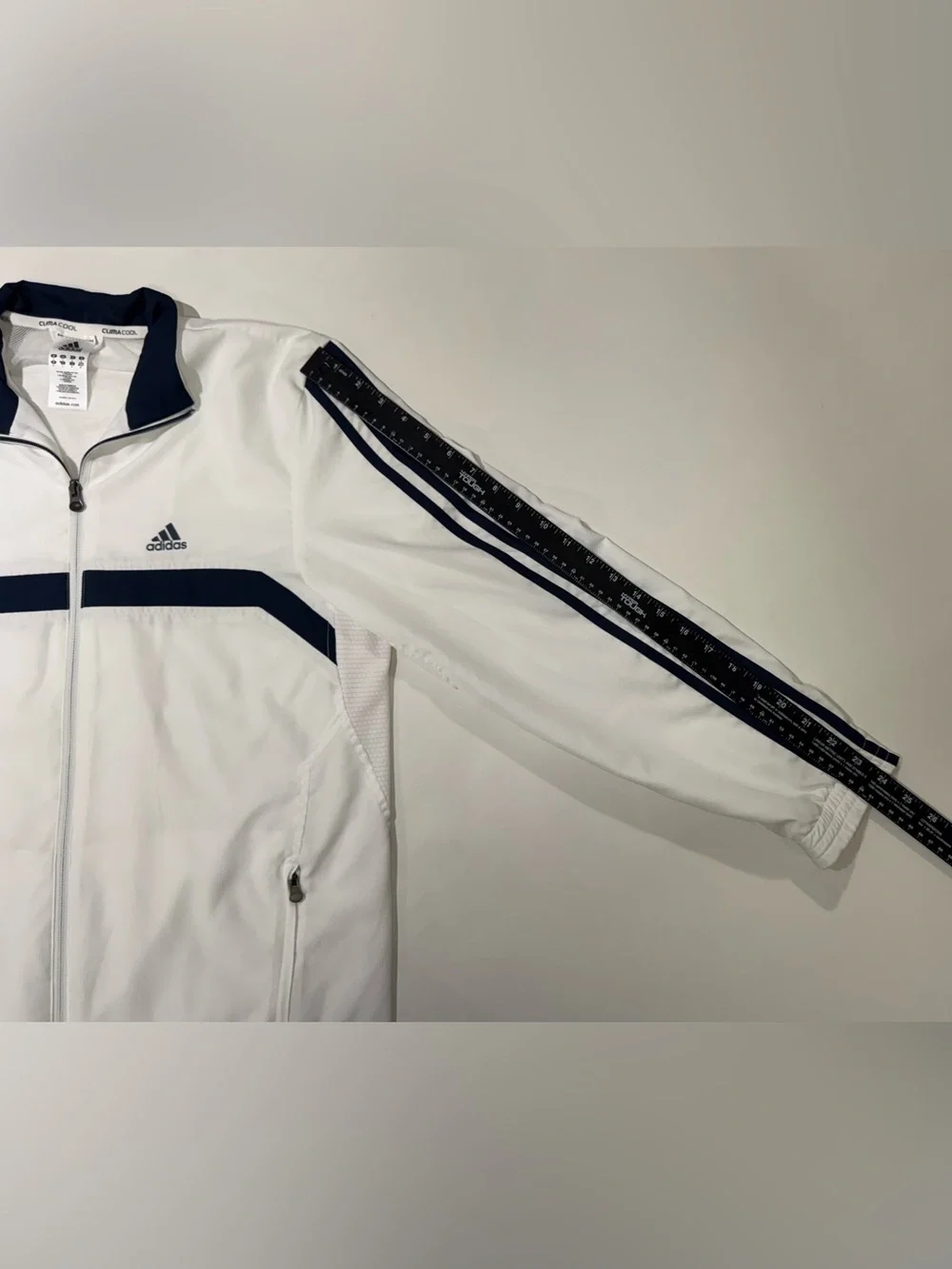 2010 Adidas Climacool White/Navy Windbreaker Workout Jacket full zip  Adult S